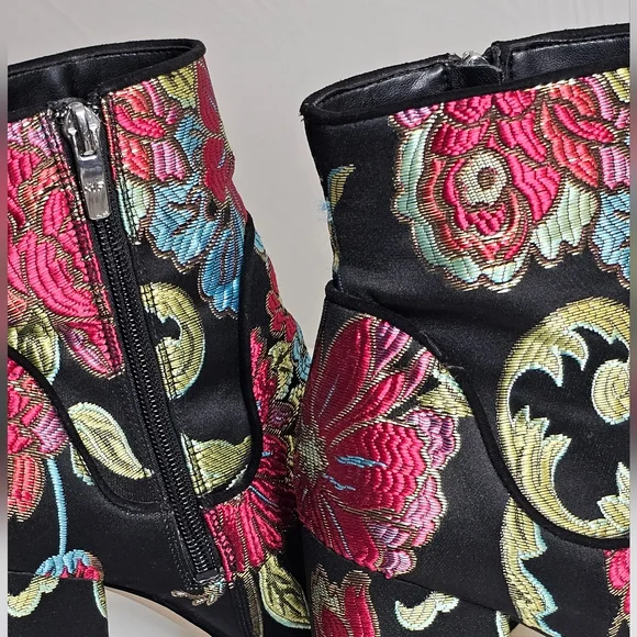 Marc Fisher Floral Embroidered Ankle Boots - Black and Multicolor - Picture 8 of 14